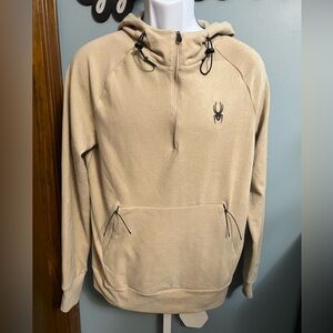 Spyder Men’s Active Tan Lightweight Pullover Zip Hooded Sweatshirt NWT call out